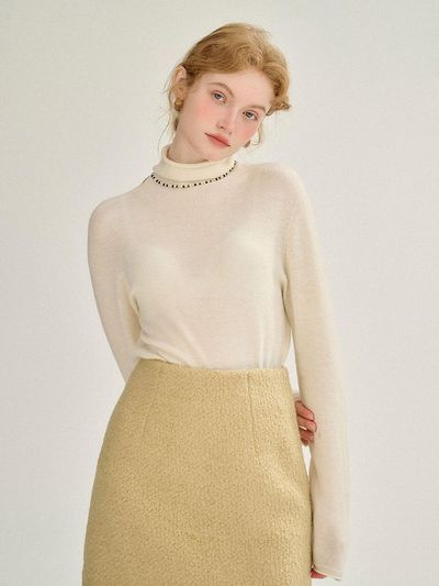 Sincethen Wool High-Neck Basic Top