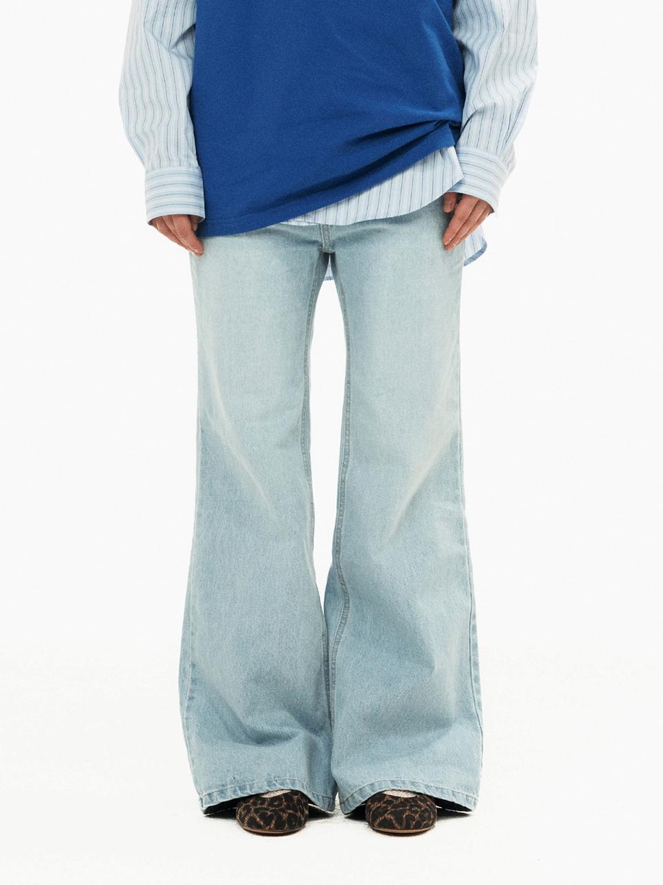 sinkingdeeper Bootcut cinch-back pants [Light blue]
