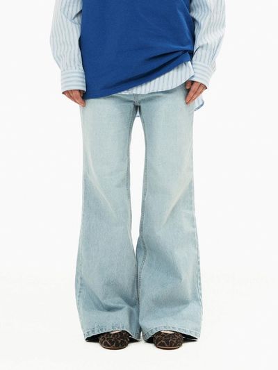 sinkingdeeper Bootcut cinch-back pants [Light blue]