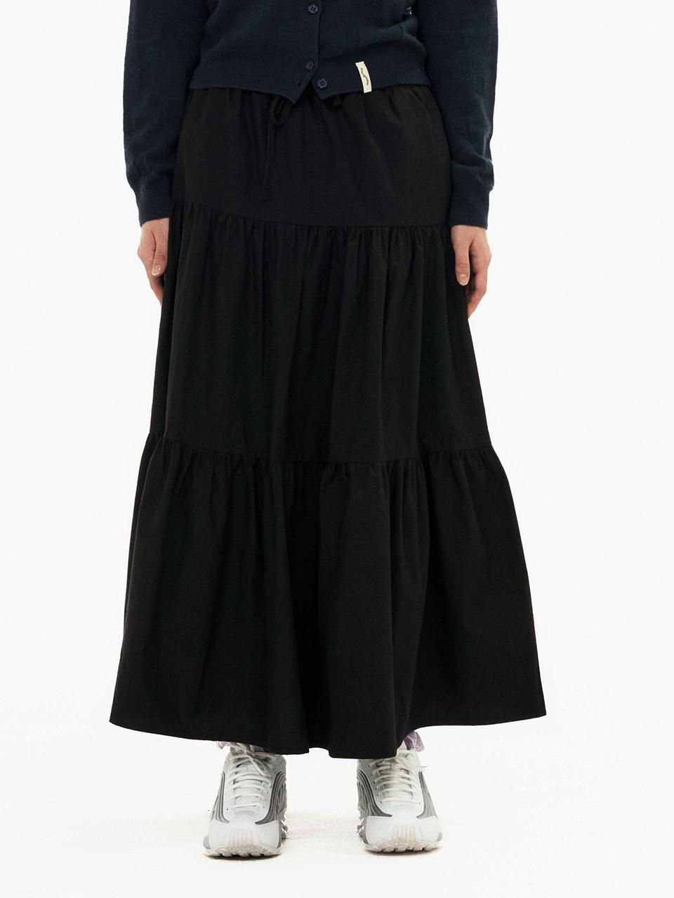 sinkingdeeper Maxi Shirring Skirt [Black]