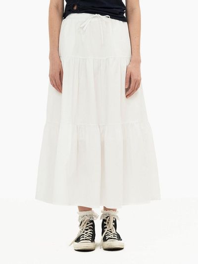 sinkingdeeper Maxi Shirring Skirt [White]