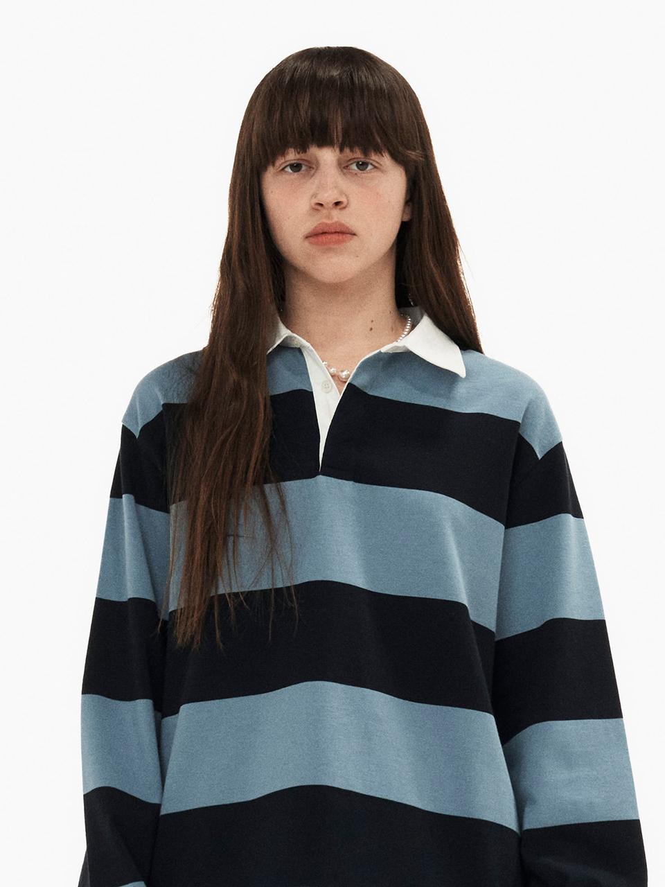 sinkingdeeper Striped Rugby T-shirt [Blue]