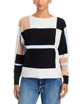 Sioni Sioni Colorblock Boat Neck Sweater