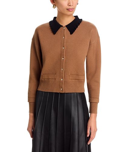 Sioni Sioni Contrast Collar Cardigan Sweater