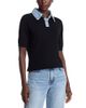 Sioni Sioni Denim Collared Short Sleeve Sweater - 1