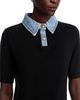 Sioni Sioni Denim Collared Short Sleeve Sweater - 4