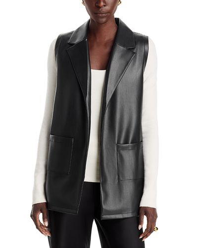 Sioni Sioni Faux Leather Front Sweater Vest