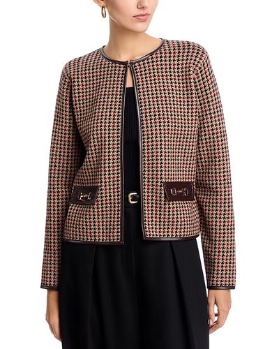 Sioni Sioni Faux Leather Trim Cardigan