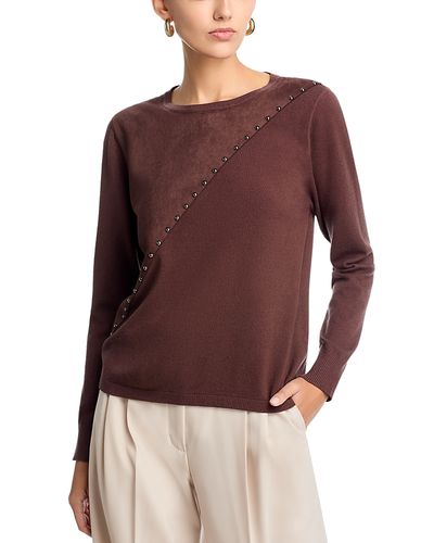 Sioni Sioni Faux Suede Crewneck Sweater