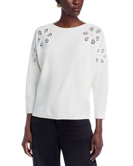 Sioni Sioni Flower Embellished Dolman Sleeve Sweater