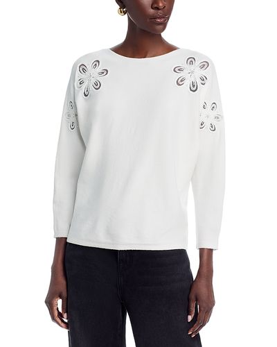 Sioni Sioni Flower Embellished Dolman Sleeve Sweater