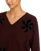 Sioni Sioni Flower Embellished V Neck Sweater - 4