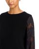 Sioni Sioni Mixed Media Floral Puff Sleeve Sweater - 4