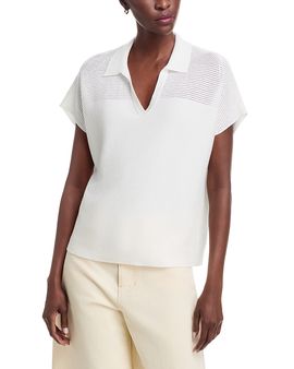 Sioni Sioni Pointelle Yoke Collared Sweater