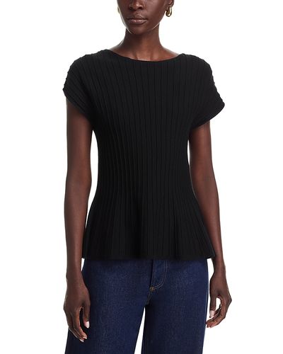 Sioni Sioni Ribbed Cap Sleeve Peplum Sweater
