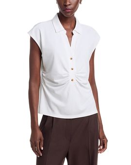 Sioni Sioni Short Sleeve Half Placket Pullover Top
