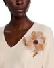 Sioni Sioni Short Sleeve V Neck Flower Embellishment Sweater - 4