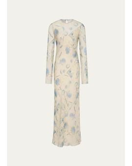 SIR Cecile Floral Chiffon Long-Sleeve Maxi Dress