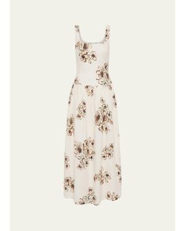 SIR Freja Floral Linen Midi Dress