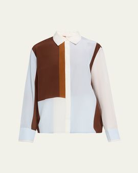 SIR Marais Button-Front Silk Shirt