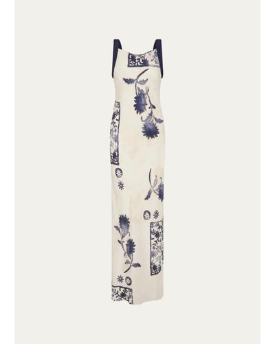 Sir Phillipa Stamp-Print Maxi Slipdress