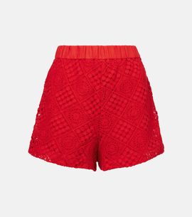 SIR SIR Crochet high-rise cotton-blend shorts