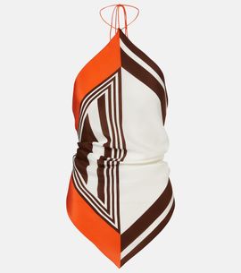 SIR SIR Destino striped halterneck silk top