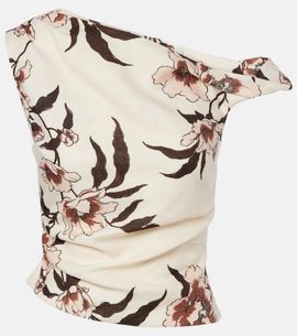 SIR SIR Floral asymmetric linen top