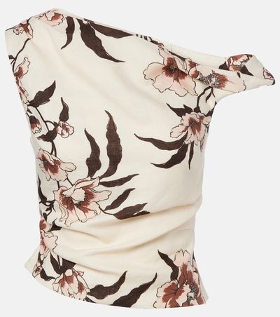 SIR SIR Floral asymmetric linen top