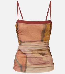SIR SIR Gathered printed mesh tank top