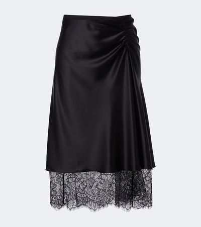 SIR SIR Ingrid lace-trimmed satin midi skirt