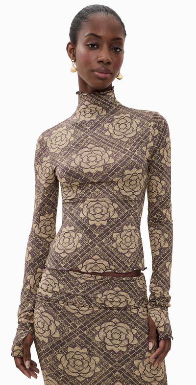 SIR. SIR. Isola Long Sleeve Top Rose Parquet Plum