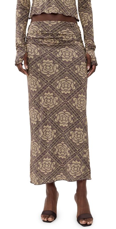 SIR. SIR. Isola Midi Skirt Rose Parquet Plum