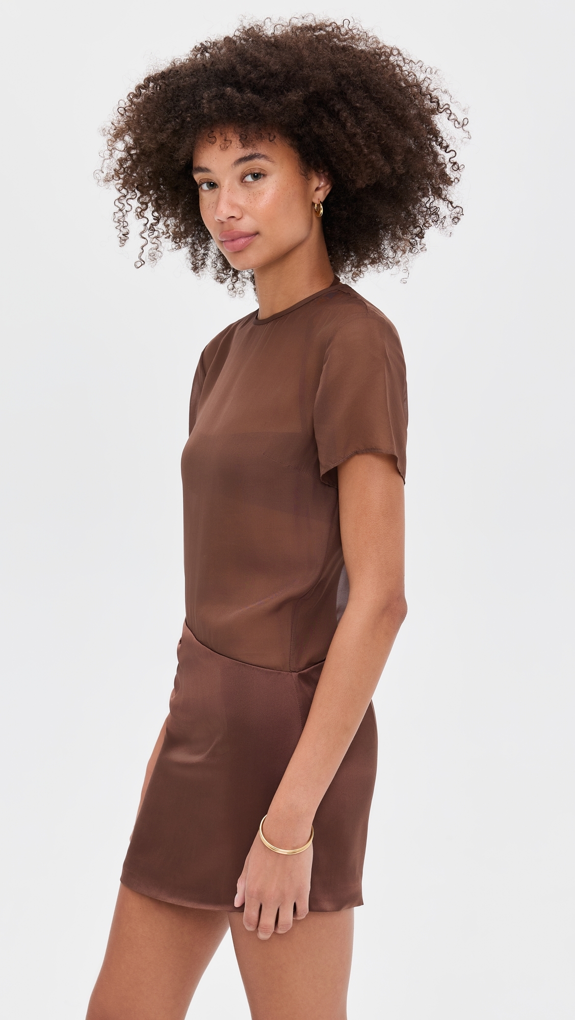 SIR. - Luca Silk Mini Dress Chestnut