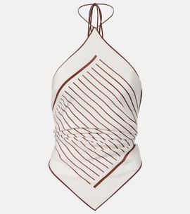 SIR SIR Marais striped halterneck silk top