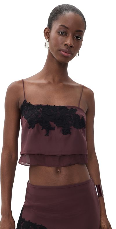 SIR. SIR. Noria Silk Cropped Cami Dark Plum