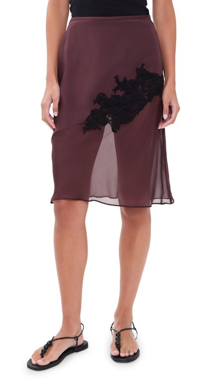 SIR. SIR. Noria Silk Midi Skirt Dark Plum