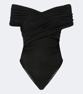 SIR SIR Off-shoulder ruched mesh bodysuit