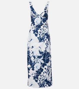 knee length dresses for ladies Sarina Linen-Blend Floral Maxi Dress