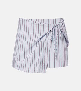 SIR SIR Pinstripe cotton-blend wrap skirt