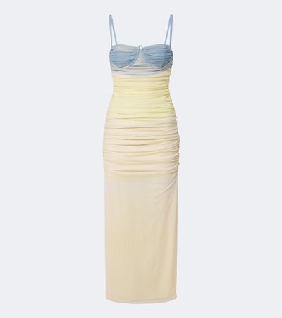 SIR SIR Printed ruched mesh maxi dress