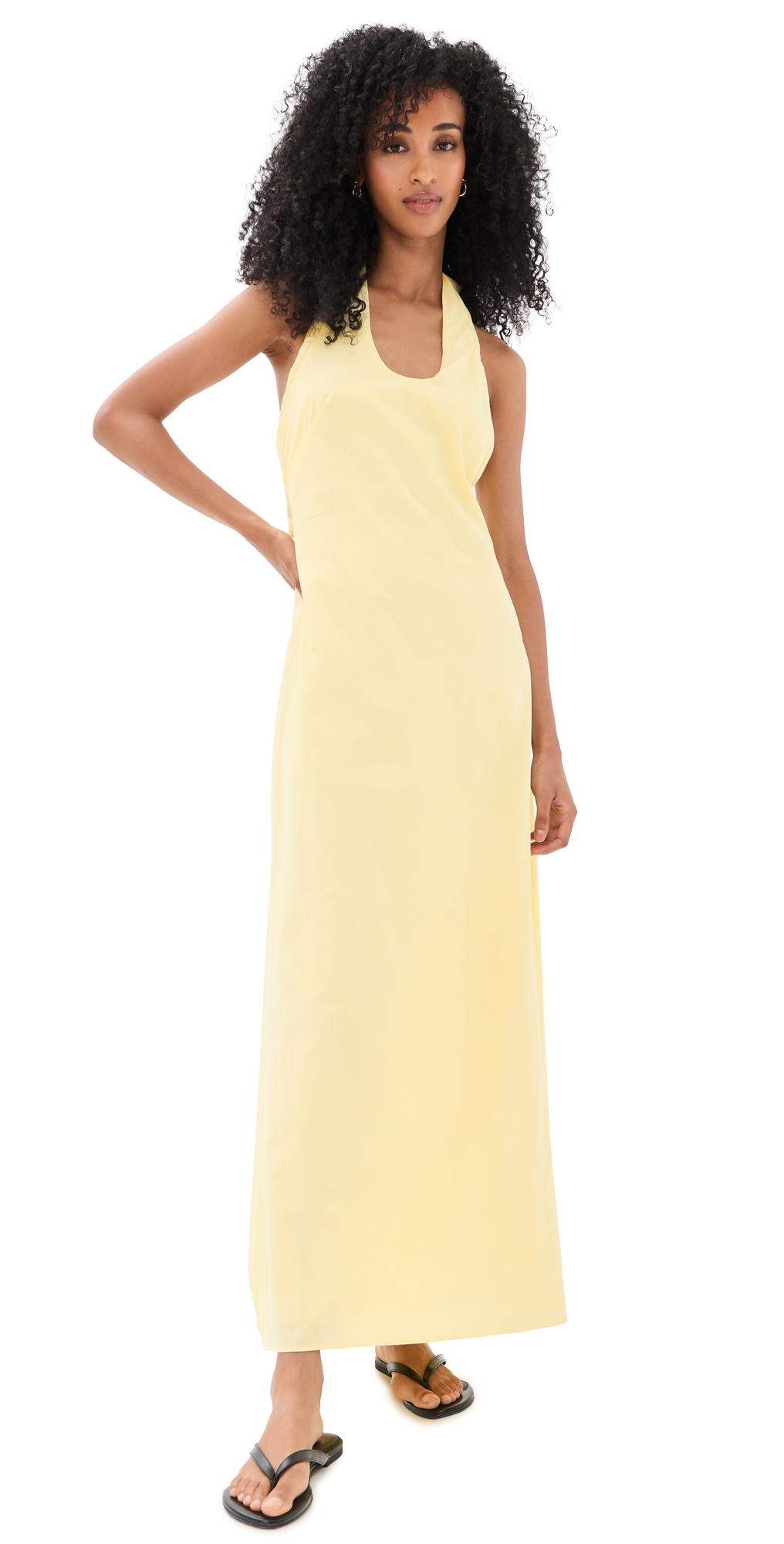pale yellow halter dress Pale Yellow Halter Crepe Maxi Dress by Amanda Uprichard