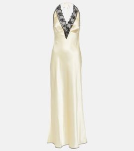 knee length dresses for ladies Natural Floral Linen Dress L Ivory/Black by Lane 201 main image 0