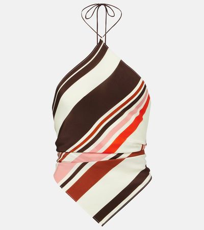 SIR SIR Thistle striped open-back silk satin top