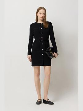 Sisley Belt Mini Knit Dress (SAKO03511BK) [Black]