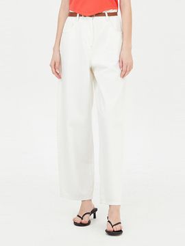 Sisley Belted Baggy Wide Cotton Pants [Beige] (SADP35431)