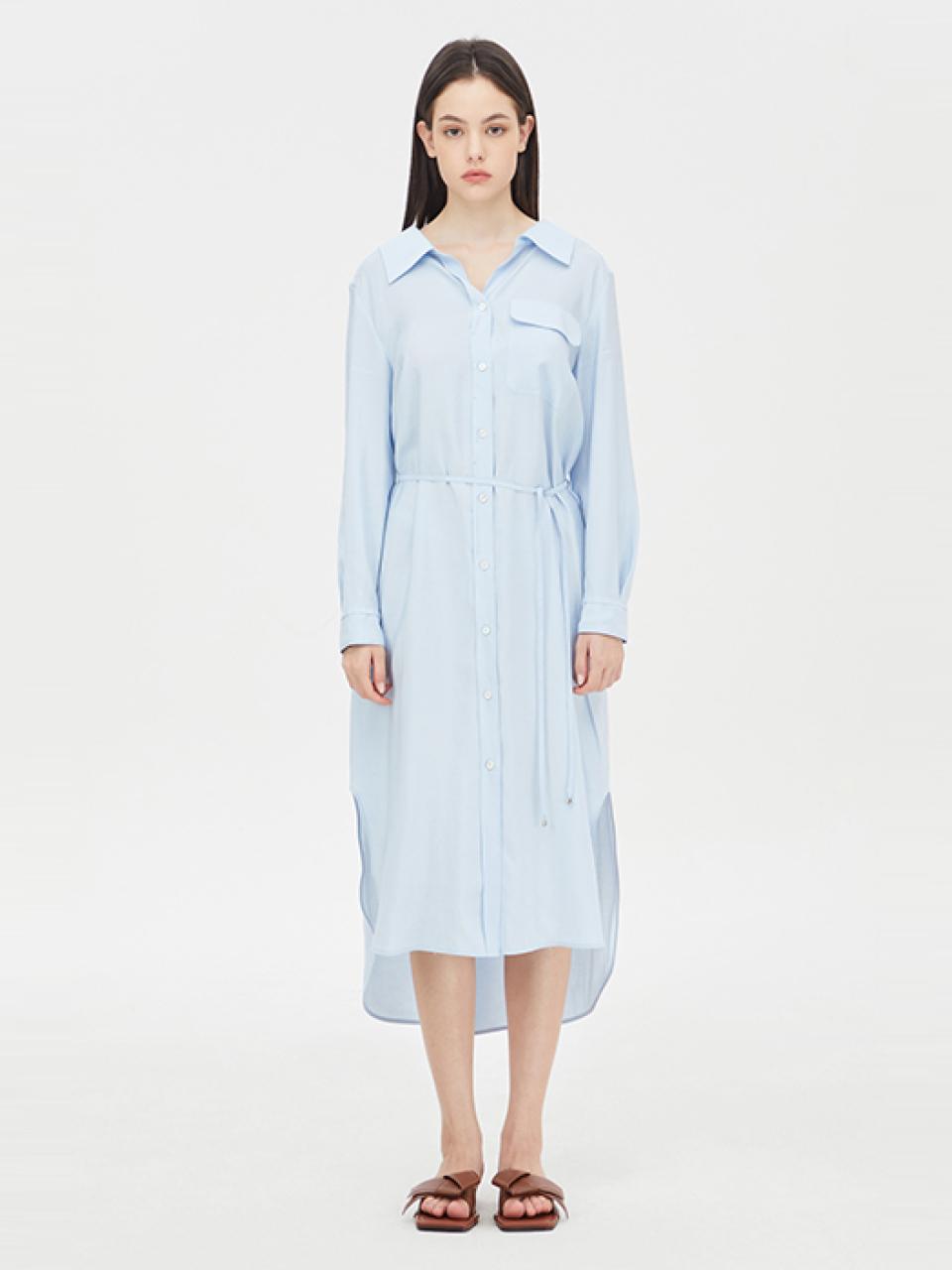 Sisley Belted Shirt-Style Lightweight Rayon Blend Dress (SAOP43431LB)