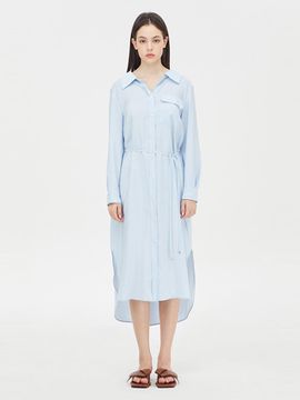 Sisley Belted Shirt-Style Lightweight Rayon Blend Dress (SAOP43431LB)