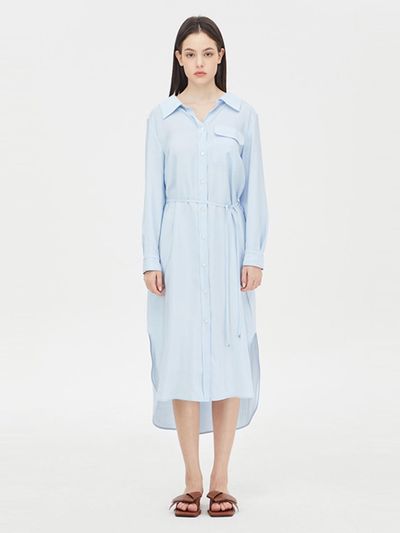 Sisley Belted Shirt-Style Lightweight Rayon Blend Dress (SAOP43431LB)