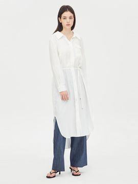 Sisley Belted Shirt-Style Midi Dress (SAOP43431WH)